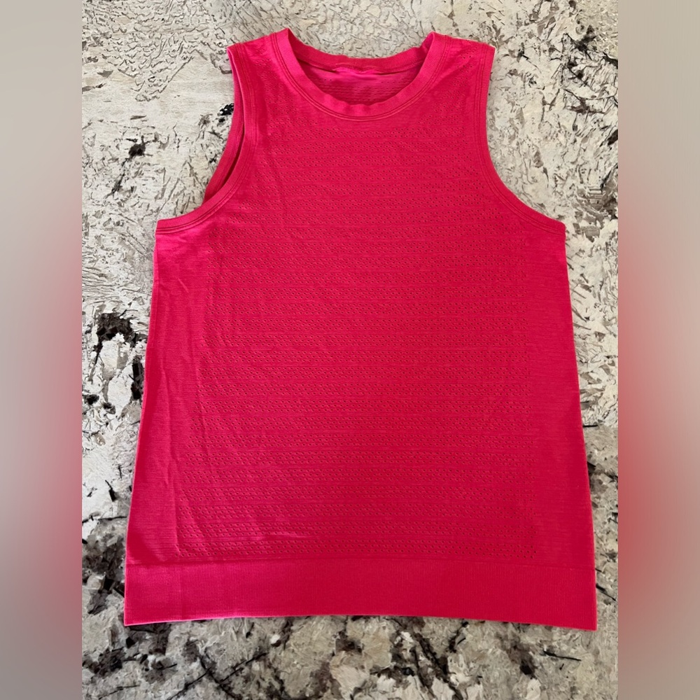 Lululemon Breeze By Muscle Tank II Pink Perforated Active Top Women's 6